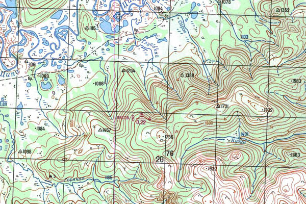Уменьшенный фрагмент представленной топографической карты N-49-12 - Trasa.ru