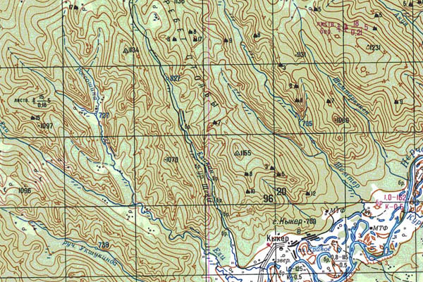 Уменьшенный фрагмент представленной топографической карты N-50-26 - Trasa.ru