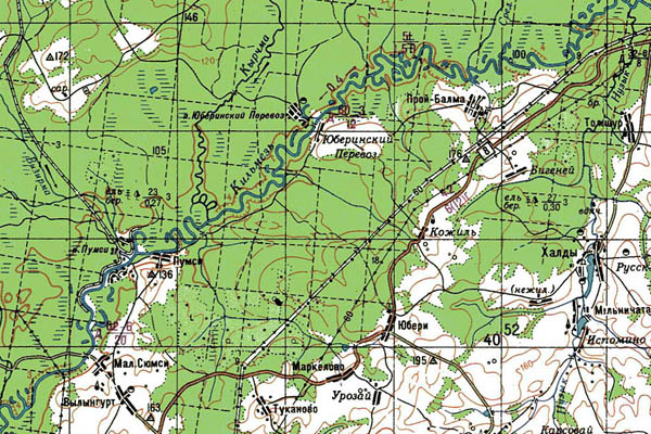 Уменьшенный фрагмент представленной топографической карты O-39-28 - Trasa.ru