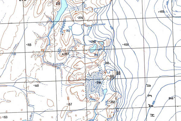 Уменьшенный фрагмент представленной топографической карты T-47-07_08_09 - Trasa.ru