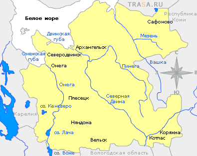 Карта Архангельской области