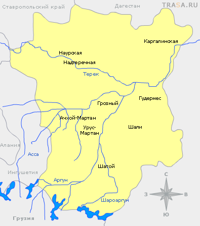Карта Чеченской республики