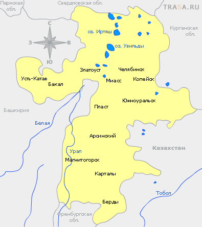 Карта Челябинской области