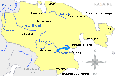Карта Чукотского АО