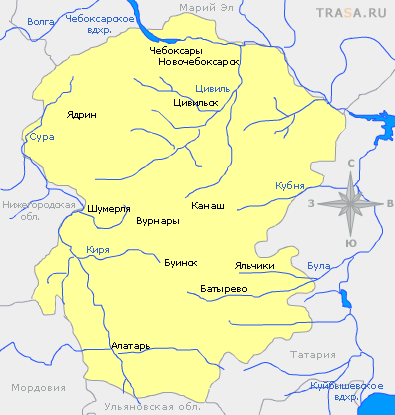 Карта Чувашской республики