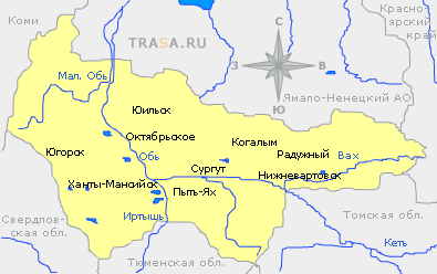 Карта Ханты-Мансийского автономного округа