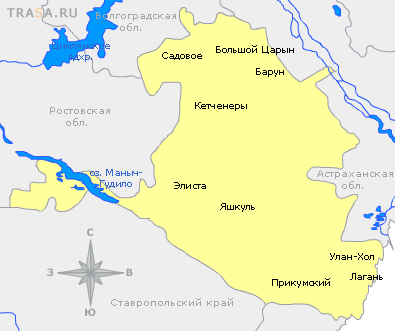 Карта Республики Калмыкии