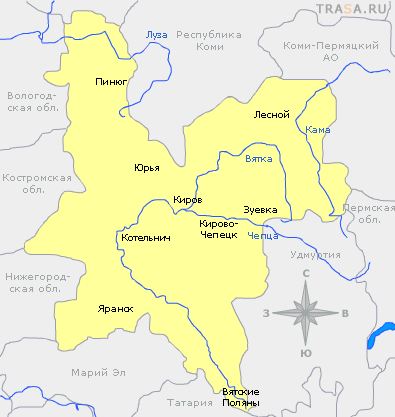 Карта Кировской области