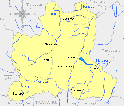Карта Липецкой области