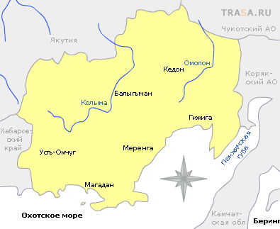Карта Магаданской области