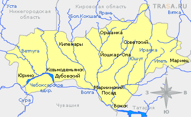 Карта Республики Марий Эл