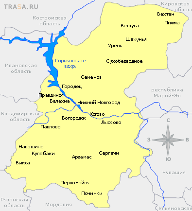 Карта Нижегородской области