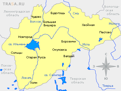 Карта Новогородской области