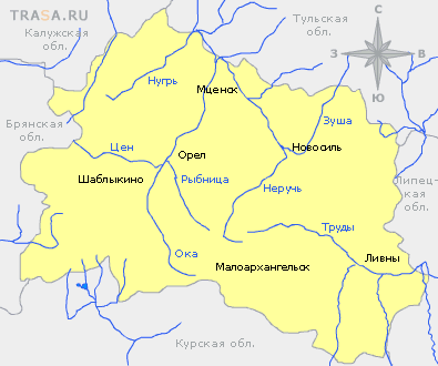Карта Орловской области