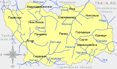 Карта Пензенской области