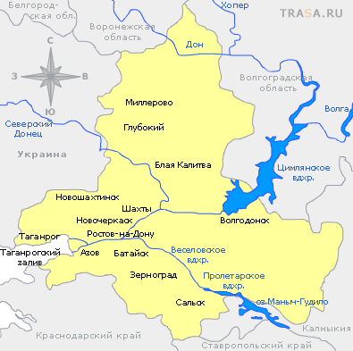 Карта Ростовской области