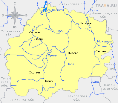 Карта Рязанской области