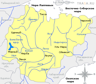Карта республики Саха
