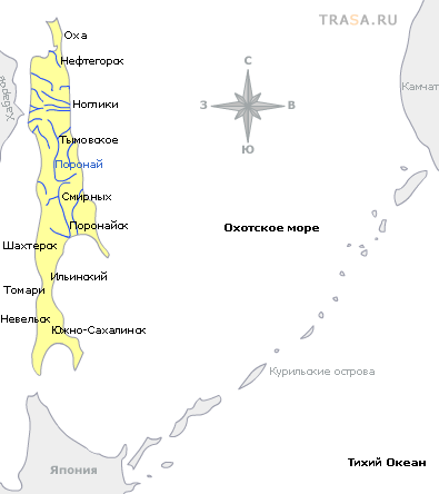 Карта Сахалинской области