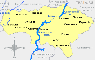 Карта Саратовской области