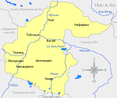 Карта Тюменской области