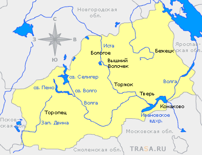 Карта Тверской области