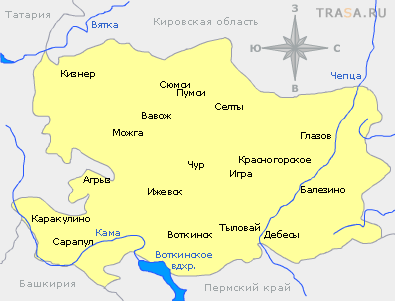 Карта Удмуртской республики