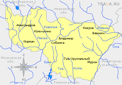 Карта Владимирской области