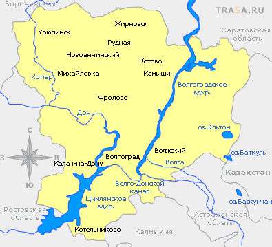 Карта Волгоградской области