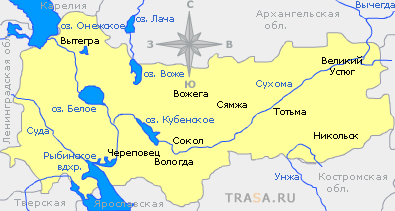 Карта Вологодской области
