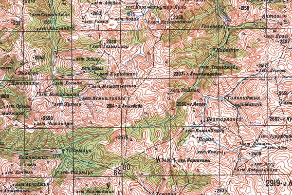 Уменьшенный фрагмент представленной топографической карты K-37-33 - Trasa.ru