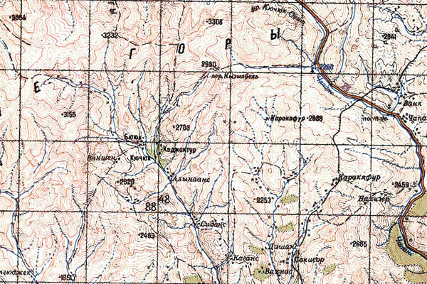 Уменьшенный фрагмент представленной топографической карты K-37-35 - Trasa.ru