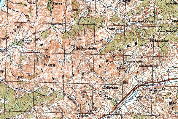 Уменьшенный фрагмент представленной топографической карты K-37-36 - Trasa.ru