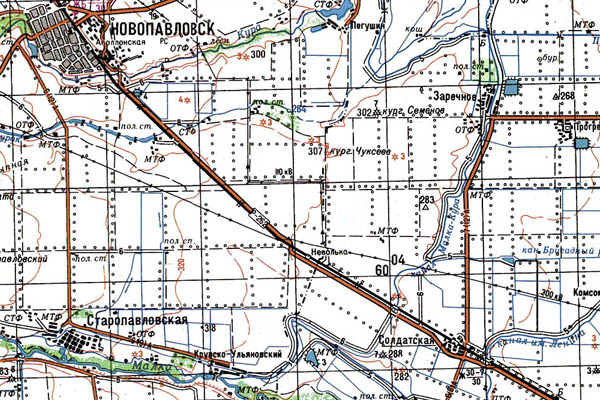 Уменьшенный фрагмент представленной топографической карты K-38-02 - Trasa.ru