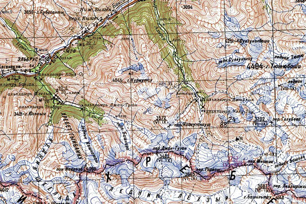 Уменьшенный фрагмент представленной топографической карты K-38-07 - Trasa.ru