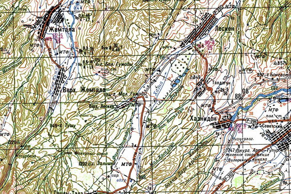 Уменьшенный фрагмент представленной топографической карты K-38-08 - Trasa.ru