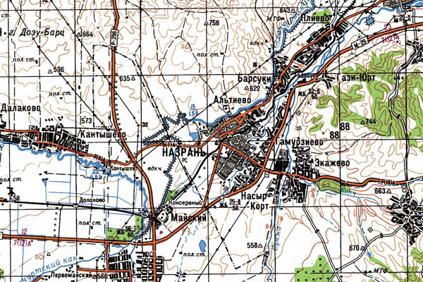 Уменьшенный фрагмент представленной топографической карты K-38-09 - Trasa.ru
