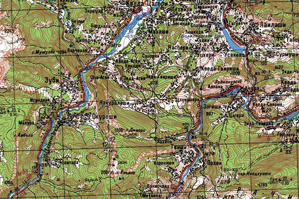 Уменьшенный фрагмент представленной топографической карты K-38-13 - Trasa.ru