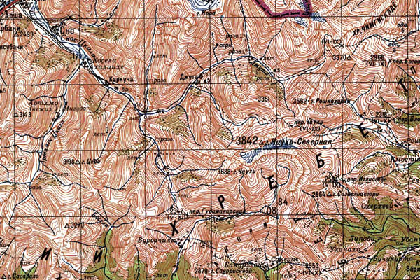 Уменьшенный фрагмент представленной топографической карты K-38-15 - Trasa.ru