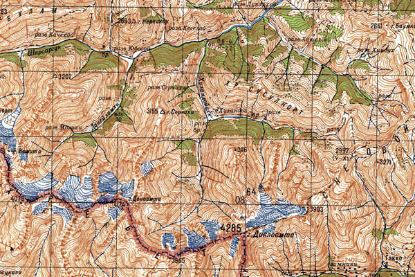 Уменьшенный фрагмент представленной топографической карты K-38-16 - Trasa.ru