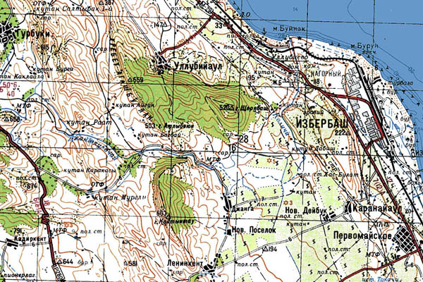 Уменьшенный фрагмент представленной топографической карты K-38-18 - Trasa.ru
