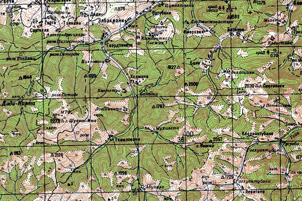 Уменьшенный фрагмент представленной топографической карты K-38-20 - Trasa.ru