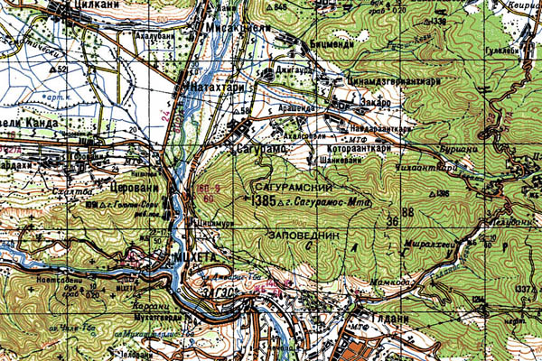 Уменьшенный фрагмент представленной топографической карты K-38-21 - Trasa.ru