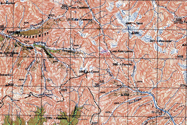 Уменьшенный фрагмент представленной топографической карты K-38-23 - Trasa.ru
