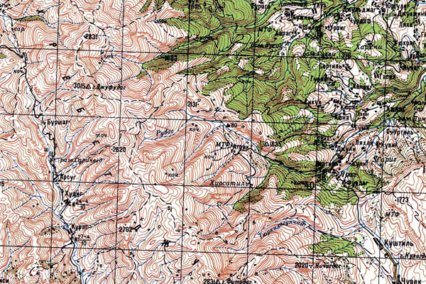 Уменьшенный фрагмент представленной топографической карты K-38-24 - Trasa.ru