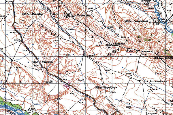 Уменьшенный фрагмент представленной топографической карты K-38-28 - Trasa.ru
