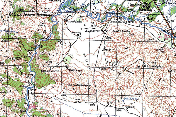 Уменьшенный фрагмент представленной топографической карты K-38-29 - Trasa.ru