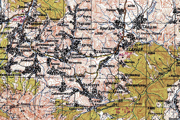 Уменьшенный фрагмент представленной топографической карты K-38-34 - Trasa.ru