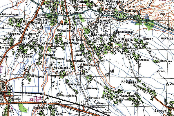 Уменьшенный фрагмент представленной топографической карты K-38-36 - Trasa.ru