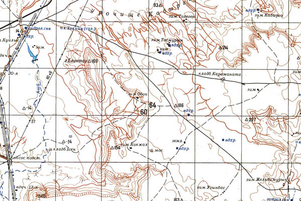 Уменьшенный фрагмент представленной топографической карты K-39-04 - Trasa.ru